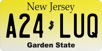 NJ license plate A24LUQ