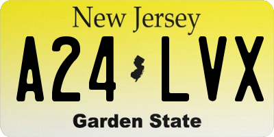 NJ license plate A24LVX