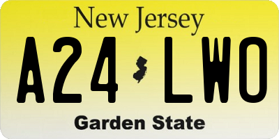 NJ license plate A24LWO