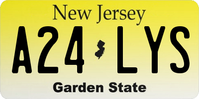 NJ license plate A24LYS