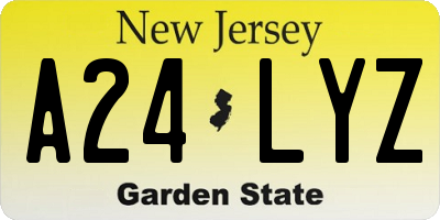 NJ license plate A24LYZ