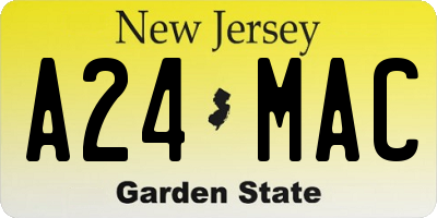 NJ license plate A24MAC