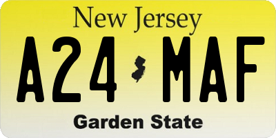 NJ license plate A24MAF