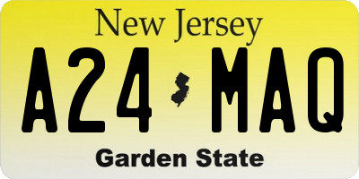 NJ license plate A24MAQ