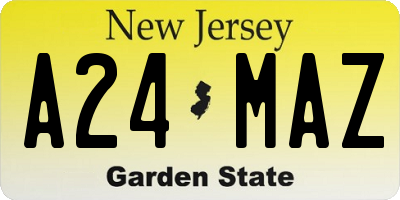 NJ license plate A24MAZ