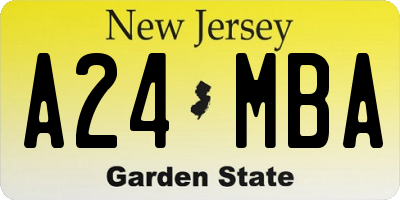 NJ license plate A24MBA