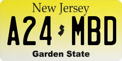 NJ license plate A24MBD