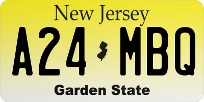 NJ license plate A24MBQ