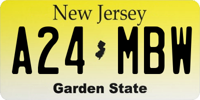 NJ license plate A24MBW