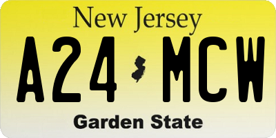 NJ license plate A24MCW