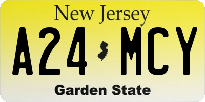 NJ license plate A24MCY