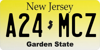 NJ license plate A24MCZ