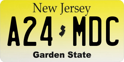 NJ license plate A24MDC