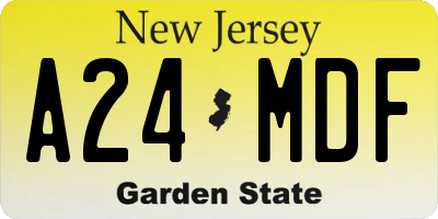 NJ license plate A24MDF