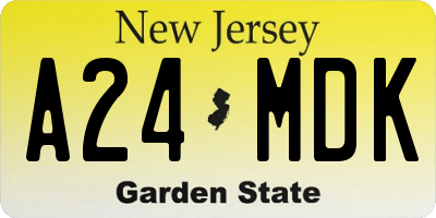 NJ license plate A24MDK