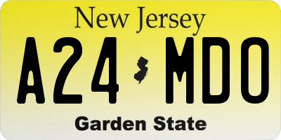 NJ license plate A24MDO