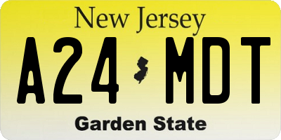 NJ license plate A24MDT