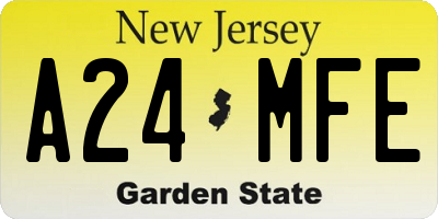 NJ license plate A24MFE