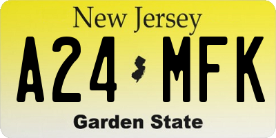 NJ license plate A24MFK