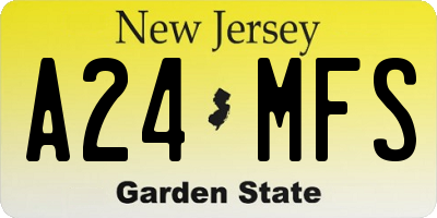 NJ license plate A24MFS