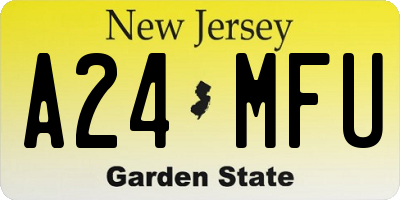 NJ license plate A24MFU