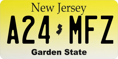 NJ license plate A24MFZ