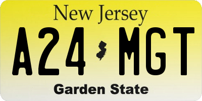 NJ license plate A24MGT
