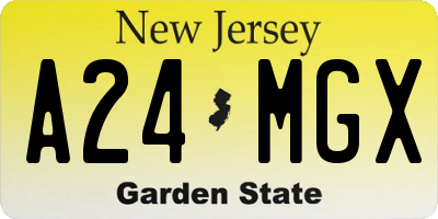 NJ license plate A24MGX