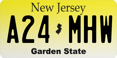 NJ license plate A24MHW