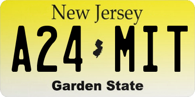 NJ license plate A24MIT