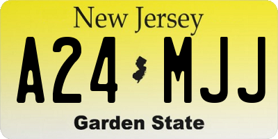 NJ license plate A24MJJ