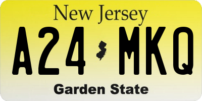 NJ license plate A24MKQ