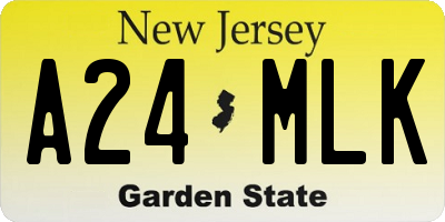 NJ license plate A24MLK