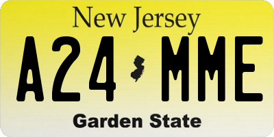 NJ license plate A24MME