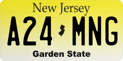 NJ license plate A24MNG