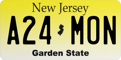 NJ license plate A24MON