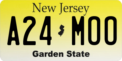 NJ license plate A24MOO