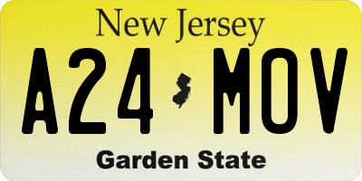 NJ license plate A24MOV