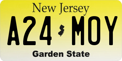 NJ license plate A24MOY