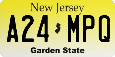 NJ license plate A24MPQ