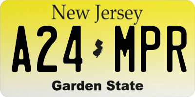 NJ license plate A24MPR