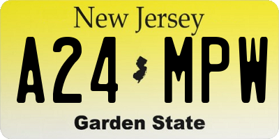 NJ license plate A24MPW