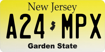 NJ license plate A24MPX