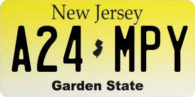 NJ license plate A24MPY