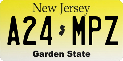 NJ license plate A24MPZ