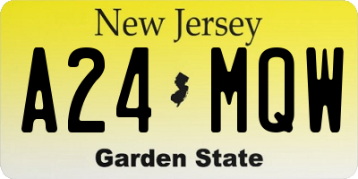 NJ license plate A24MQW