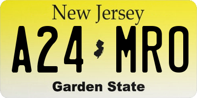 NJ license plate A24MRO