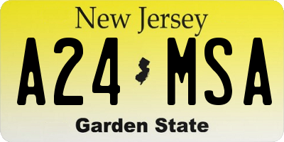 NJ license plate A24MSA