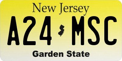 NJ license plate A24MSC