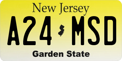 NJ license plate A24MSD